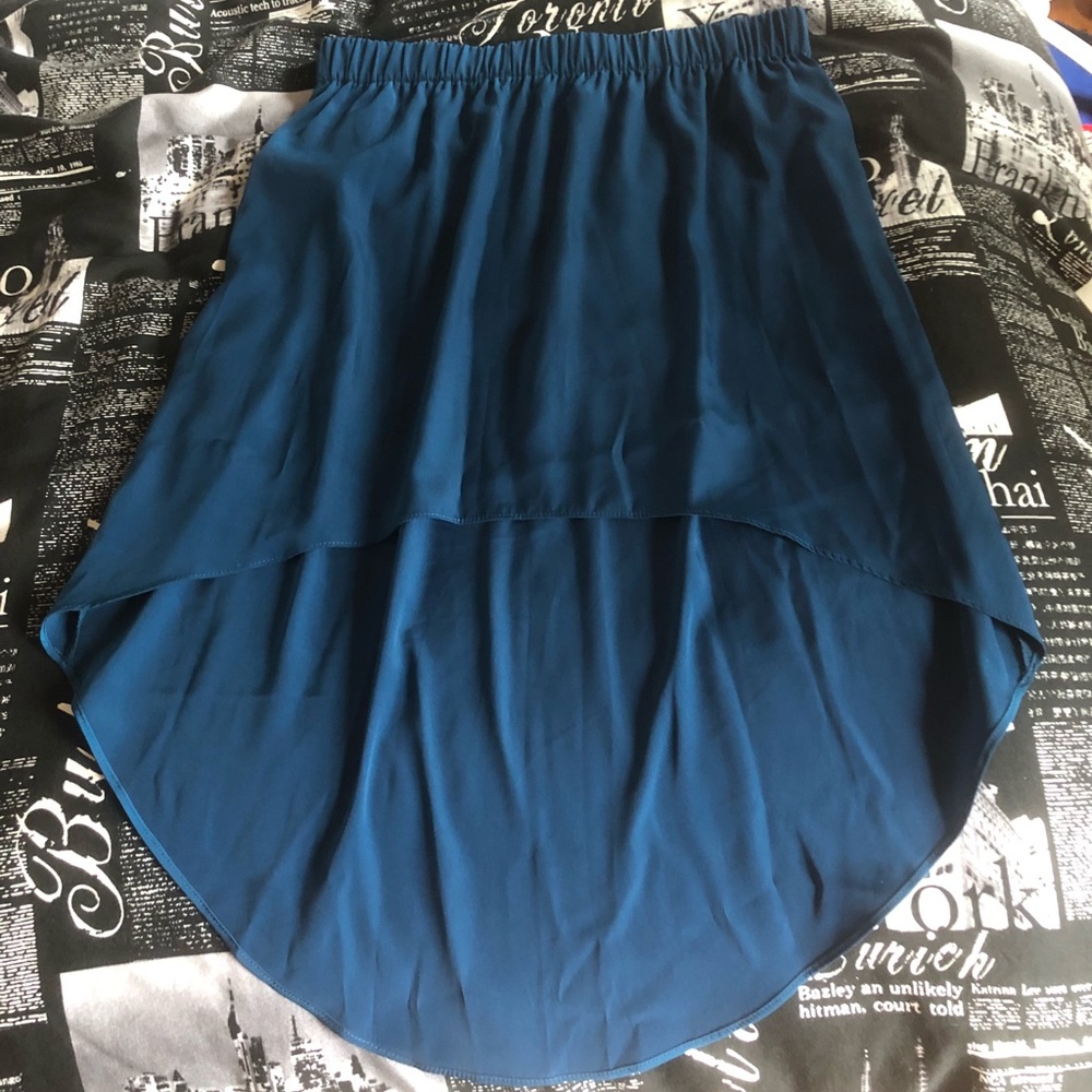 Teal high low skirt